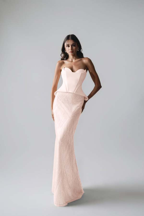 Sleeveless Strapless Long Mermaid Prom Dress With Pleated Sequins WQ0265