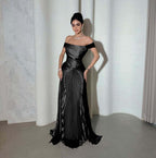 Chic Off the Shoulder Sleeveless Long Prom Dress With Pleated YK0266