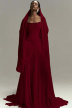 Chic Strapless Sleeveless Long Prom Dress With Pleated Ruffles WQ0086