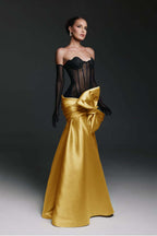 Strapless Sweetheart Sleeveless Long Mermaid Prom Dress With Gloves WQ0174