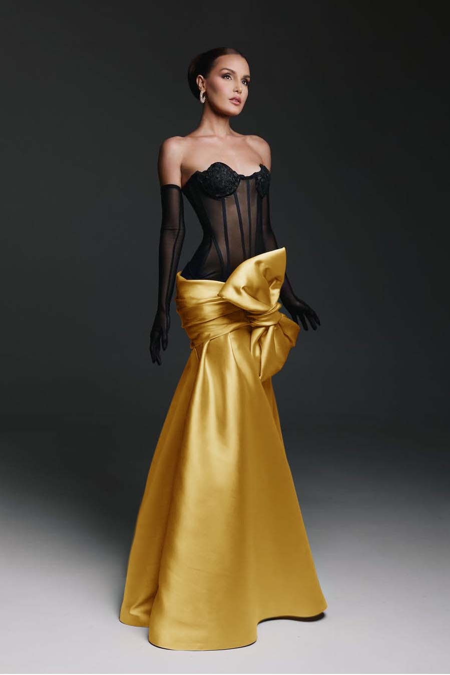 Strapless Sweetheart Sleeveless Long Mermaid Prom Dress With Gloves WQ0174