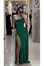 Cocoslly Sleeveless High Waist Long Prom Dress With Deep Split | Olive Green Chiffon CO0146