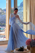 Strapless Sleeveless Long A Line Prom Dress With Pleated Tulle WQ0325