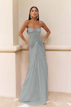 Chic Strapless Sweetheart Long Mermaid Prom Dress With Pleated WQ0073