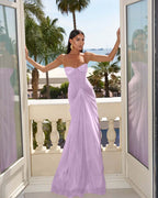 Strapless Sleeveless Sweetheart Long Mermaid Prom Dress With Pleated YK0151