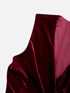 Wine Red Rhinestone Peplum Velvet V Neck Sleeveless A-Line Midi Dress