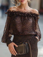 Off Shoulder Ruffle Neck Blouse