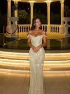 Off the Shoulder Sleeveless Long Mermaid Prom Dress With Beading YK0342