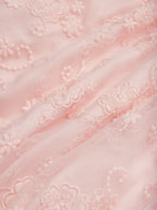 Light Pink Bow Embroidery Classic V Neck Sleeveless A-Line Midi Dress With Pockets