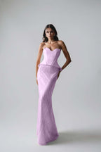 Sleeveless Strapless Long Mermaid Prom Dress With Pleated Sequins WQ0265