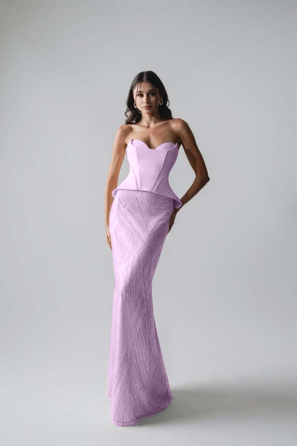 Sleeveless Strapless Long Mermaid Prom Dress With Pleated Sequins WQ0265