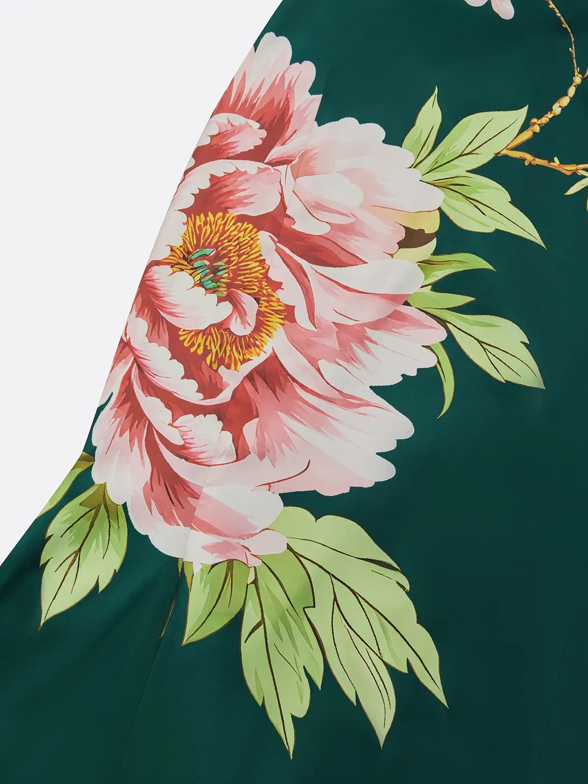 Dark Green Floral Hollow Out Satin Stand Collar Sleeveless Mermaid Gown Dress