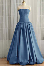 Sleeveless Strapless Long Ball Gown Prom Dress With Pleated WQ0345