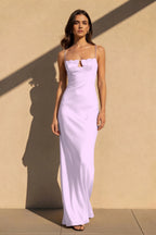 Cocoslly Spaghetti Straps Sleeveless High Waist Long Mermaid Prom Dress | Black Satin NW0254