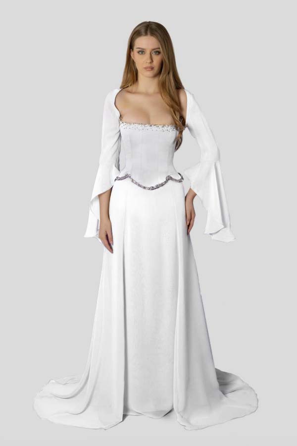 Chiffon Long Sleeves Long Mermaid Prom Dress With Beading Pleated WQ0386