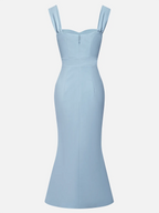 Light Blue Bow Lace Classic Sweetheart Neckline Sleeveless Mermaid Maxi Dress