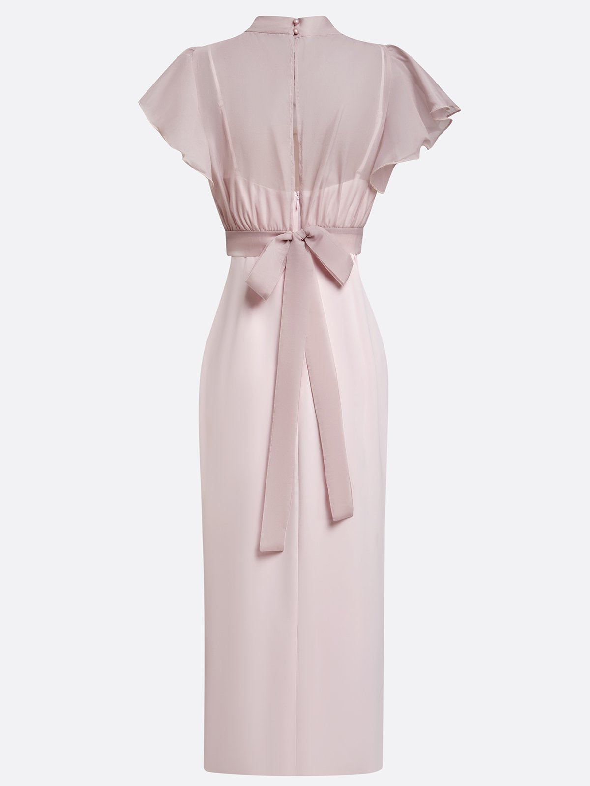 Women Pink Mock Neck Short Sleeve Dressy Dress With Top Two-Piece Set