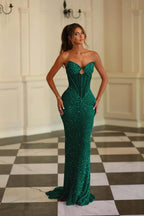 Chic Strapless Sleeveless Long Mermaid Prom Dress With Beading WQ0278