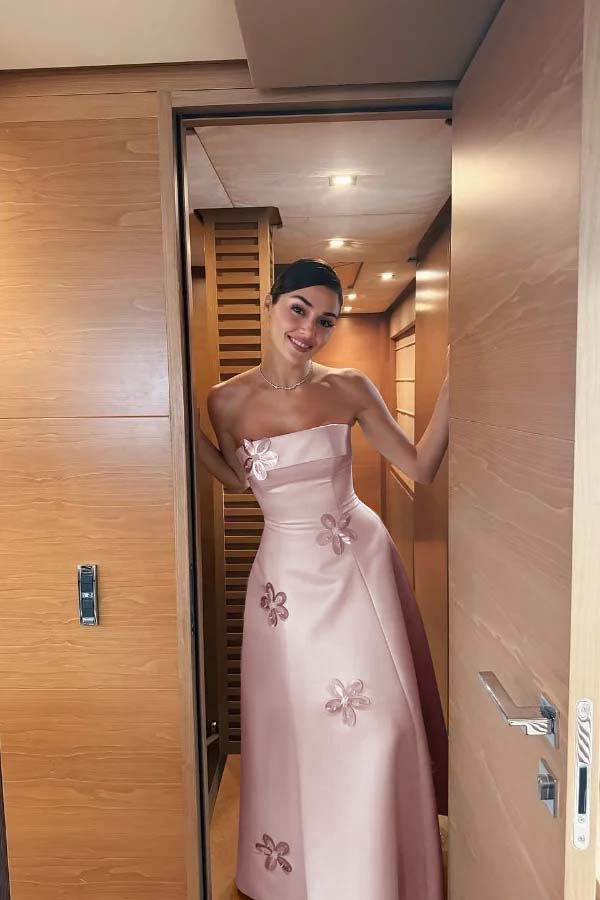 Strapless Sleeveless Long Prom Dress With Pleated Appliques JQ0079