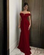 Chiffon Off-The-Shoulder Strapless Sleeveless Long Mermaid Prom Dress With Ruffles And Pleated YK0784