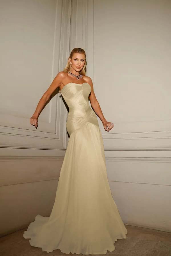 Strapless Sleeveless Sweetheart Long Prom Dress With Pleated YK0128