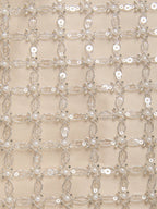 Champagne Glitter Beaded Sequin Strapless Sleeveless A-Line Midi Dress