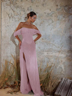 Off-The-Shoulder Strapless Sleeveless Long Mermaid Prom Dress With Sequins And High Split YK0711
