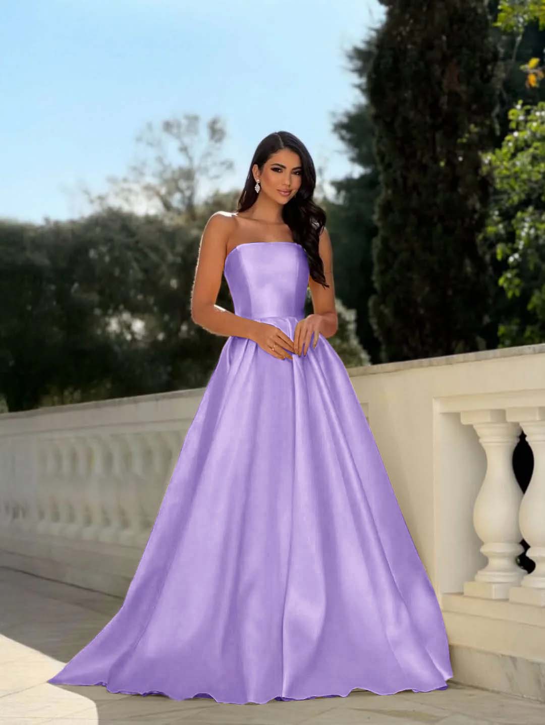 Chic Strapless Sleeveless Long A Line Prom Dress With Pleated YK0232