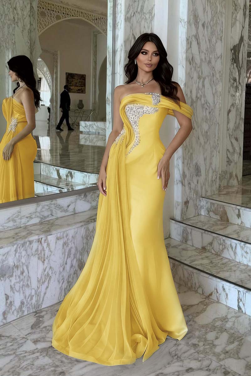 One Shoulder Sleeveless Long Mermaid Prom Dress With Beading WQ0029