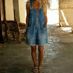 Women's Vintage Distressed Washed Shorts Jumpsuit