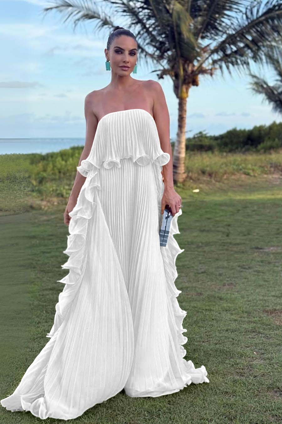 Charming Strapless Sleeveless Long Prom Dress With Pleated Ruffle WQ0065