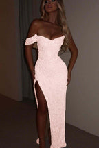 One Shoulder Strapless Sleeveless Long Mermaid Prom Dress With Split MS0185