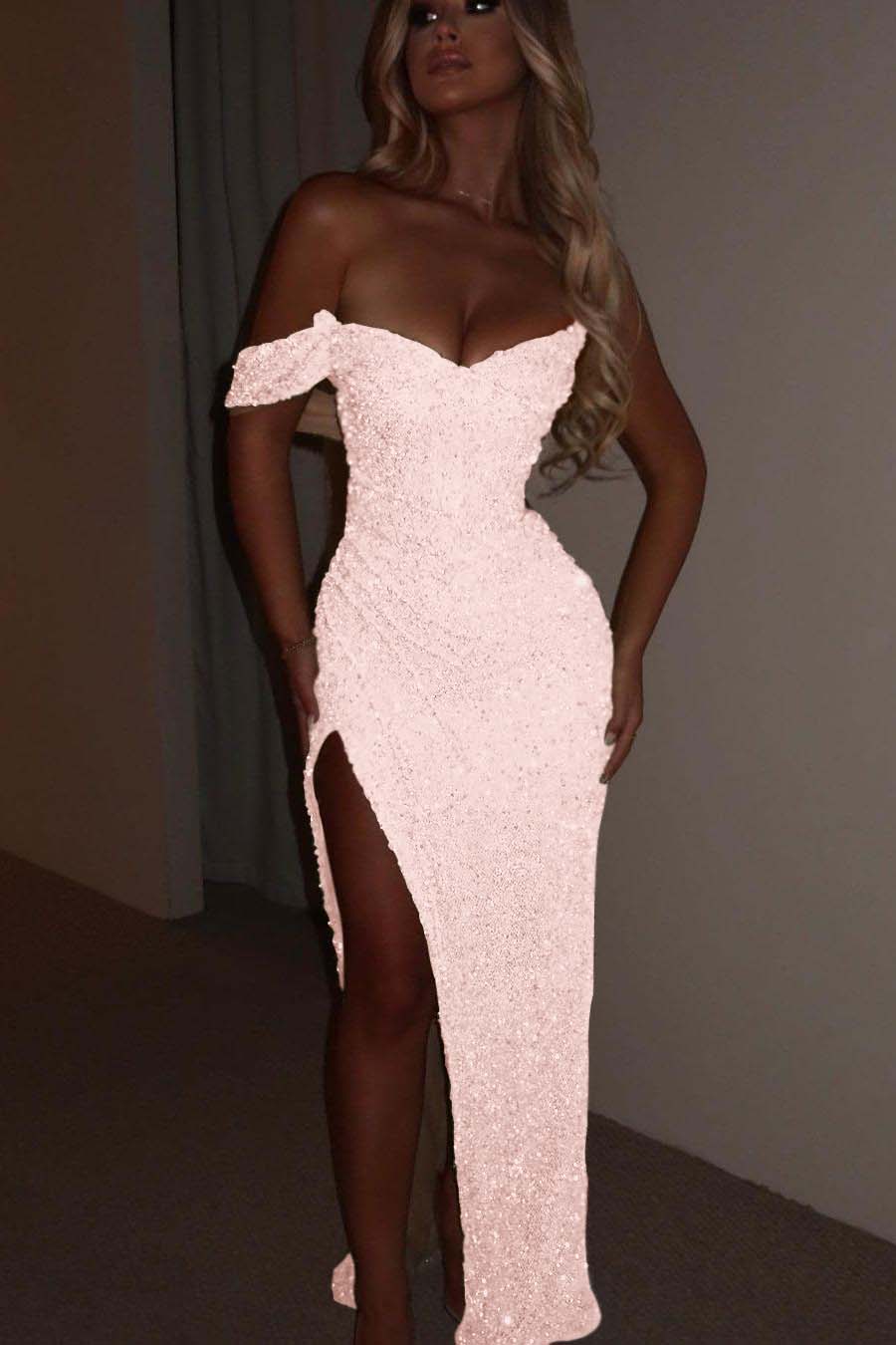 One Shoulder Strapless Sleeveless Long Mermaid Prom Dress With Split MS0185