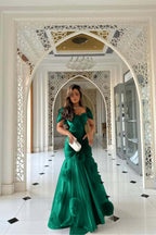 Sweetheart Short Sleeves Long Mermaid Prom Dress With Pleated WQ0144
