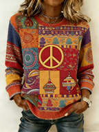 Persian Art Retro Pattern Women's Round Neck Casual Sweatshirt