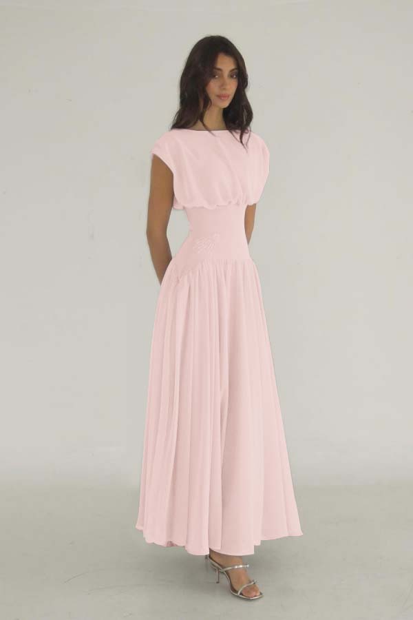 Cocoslly Bateau Simple Summer Sleeveless Long Prom Dress With Beadings | Lilac Chiffon ZT0652
