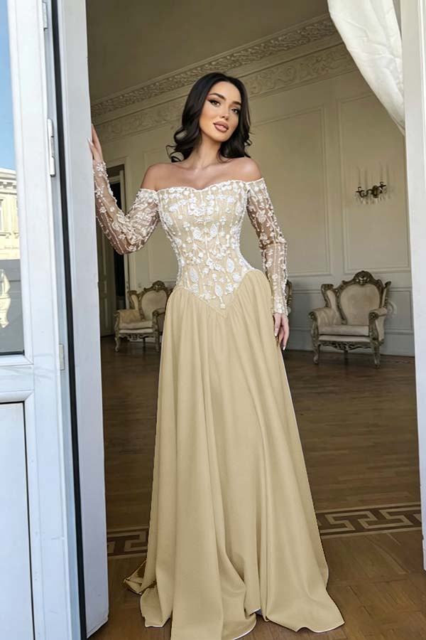 Cocoslly Strapless Long Sleeves High Waist Long Prom Dress With Rhinstone | Red Satin WQ0722