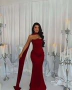 Strapless Sleeveless Long Mermaid Prom Dress With Beading Pleated YK0274