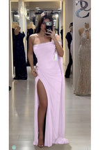 Cocoslly Sleeveless High Waist Long Prom Dress With Deep Split | Olive Green Chiffon CO0146