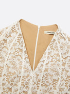 White Lace V Neck Sleeveless A-Line Midi Dress