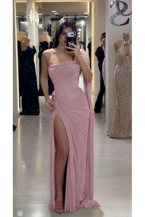 Cocoslly Sleeveless High Waist Long Prom Dress With Deep Split | Olive Green Chiffon CO0146
