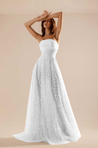 Charming Tulle Strapless Sleeveless Long Prom Dress With Beading YK0107