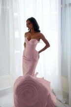Sleeveless Strapless Sweetheart Long Mermaid Prom Dress With Pleated WQ0099