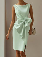 Black 3D Bow Sleeveless Sheath Midi dress