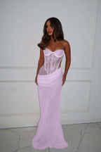 Strapless Sleeveless Long Mermaid Prom Dress With Lace Pleated WQ0270
