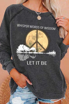 Hippie Guitar Lake Whisper Words Of Wisdom Let It Be Print Sweatshirt