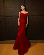 Shining Wide Shoulder Straps Sleeveless Long Mermaid Prom Dress With Pleated YK0715