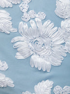 Light Blue Jacquard Classic One Shoulder Sleeveless Mermaid Floor-length Gown Dress