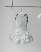 Cocoslly Strapless Sleeveless High Waist Short Prom Dress With Ruffles | Creme Yellow Chiffon ZT0821
