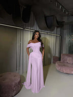 Tulle Off-The-Shoulder Strapless Sleeveless Long Mermaid Prom Dress With Pleated And Train YK0619